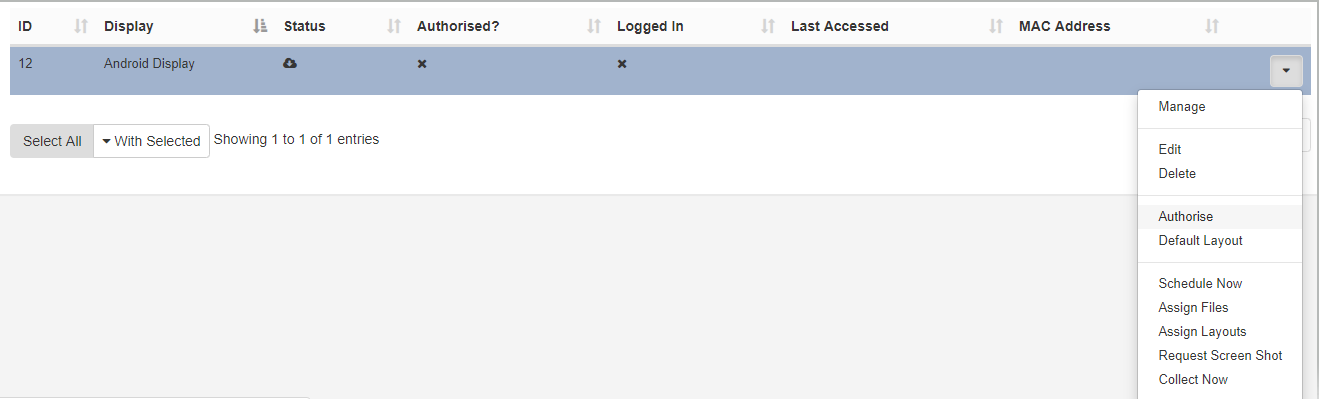Android Install Authorise Display