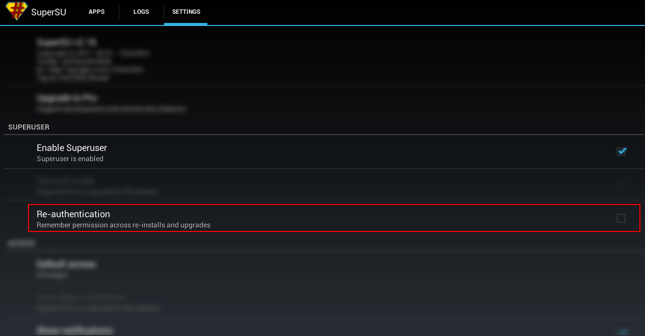 Android Install Superuser Authentication