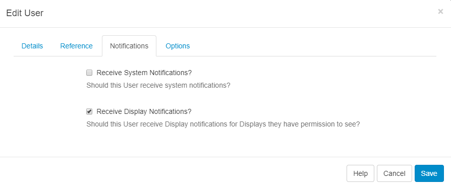 Notification to user