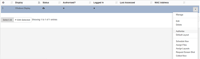 Windows Display Authorise
