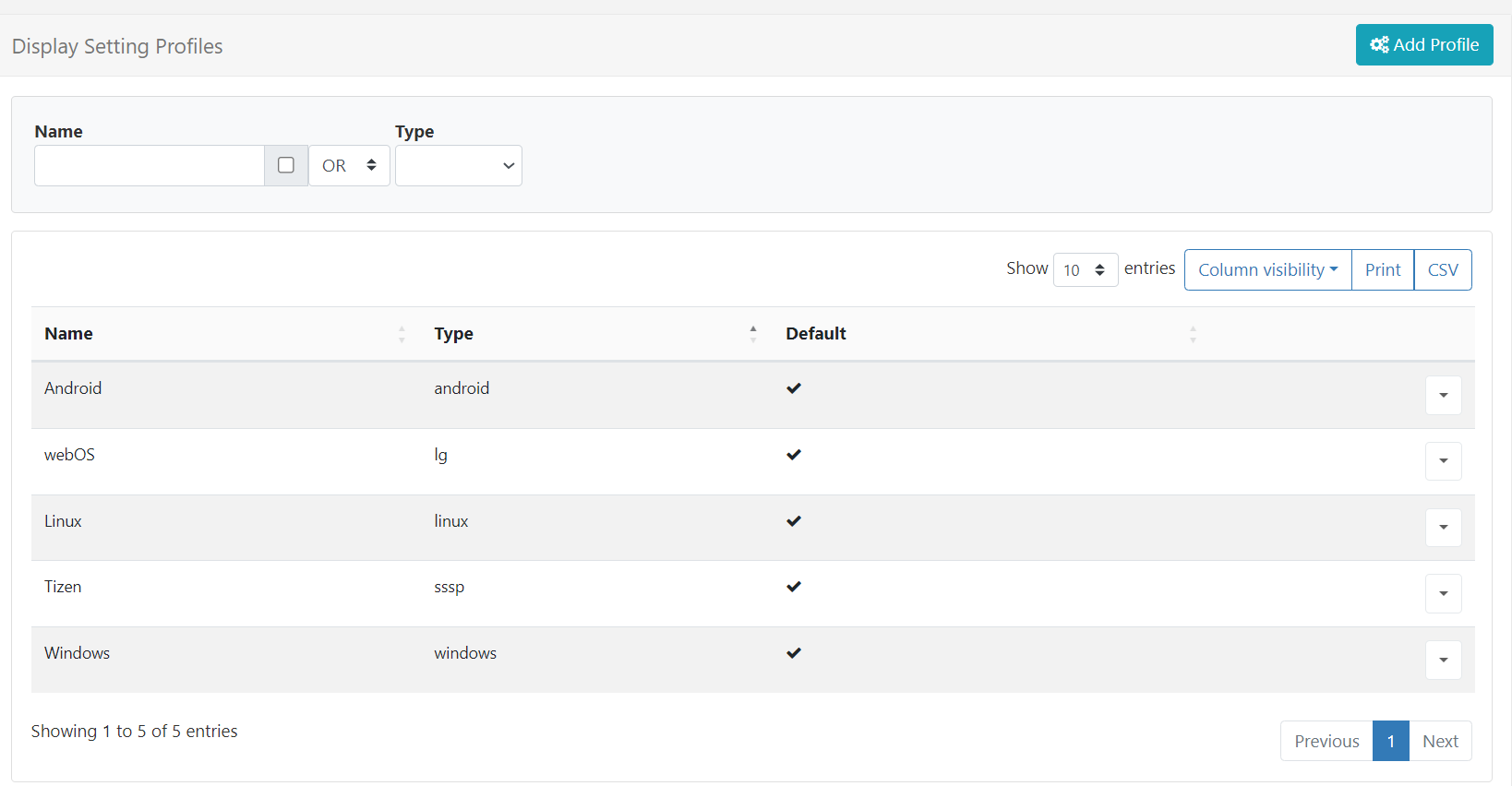 Display Settings Profiles