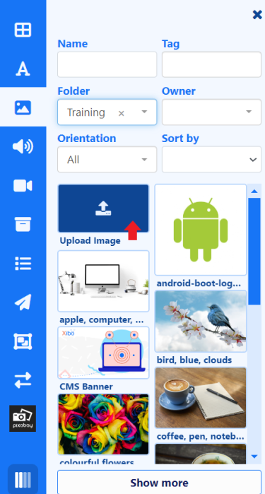 Upload file to Layouts