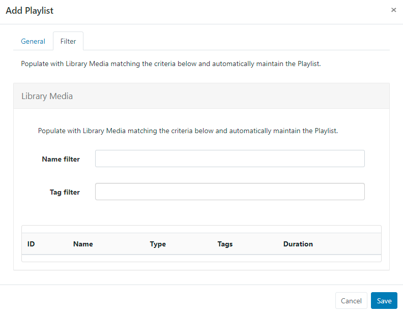 Playlist Filter Tab