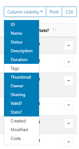 Column Visibility