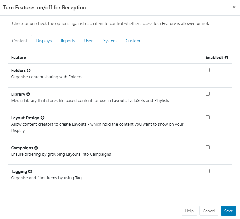 Features Form
