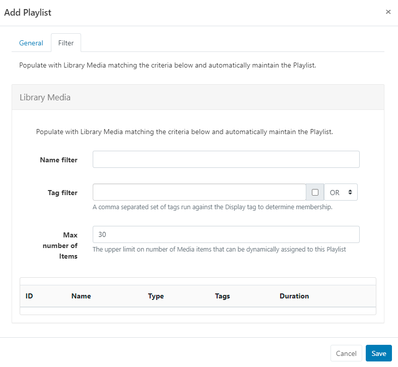Playlist Filter Tab